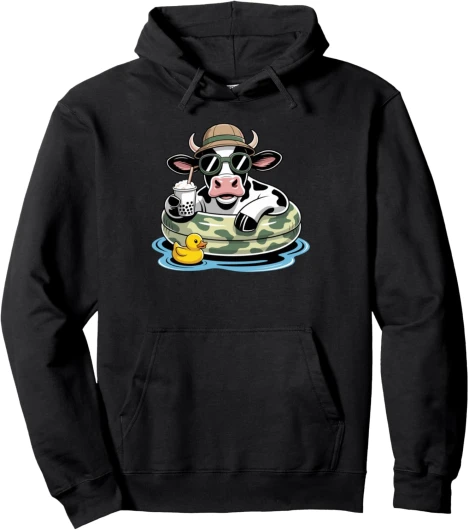 Vache Vacances Boba Perle Thé au Lait Vaches Sweat à Capuche